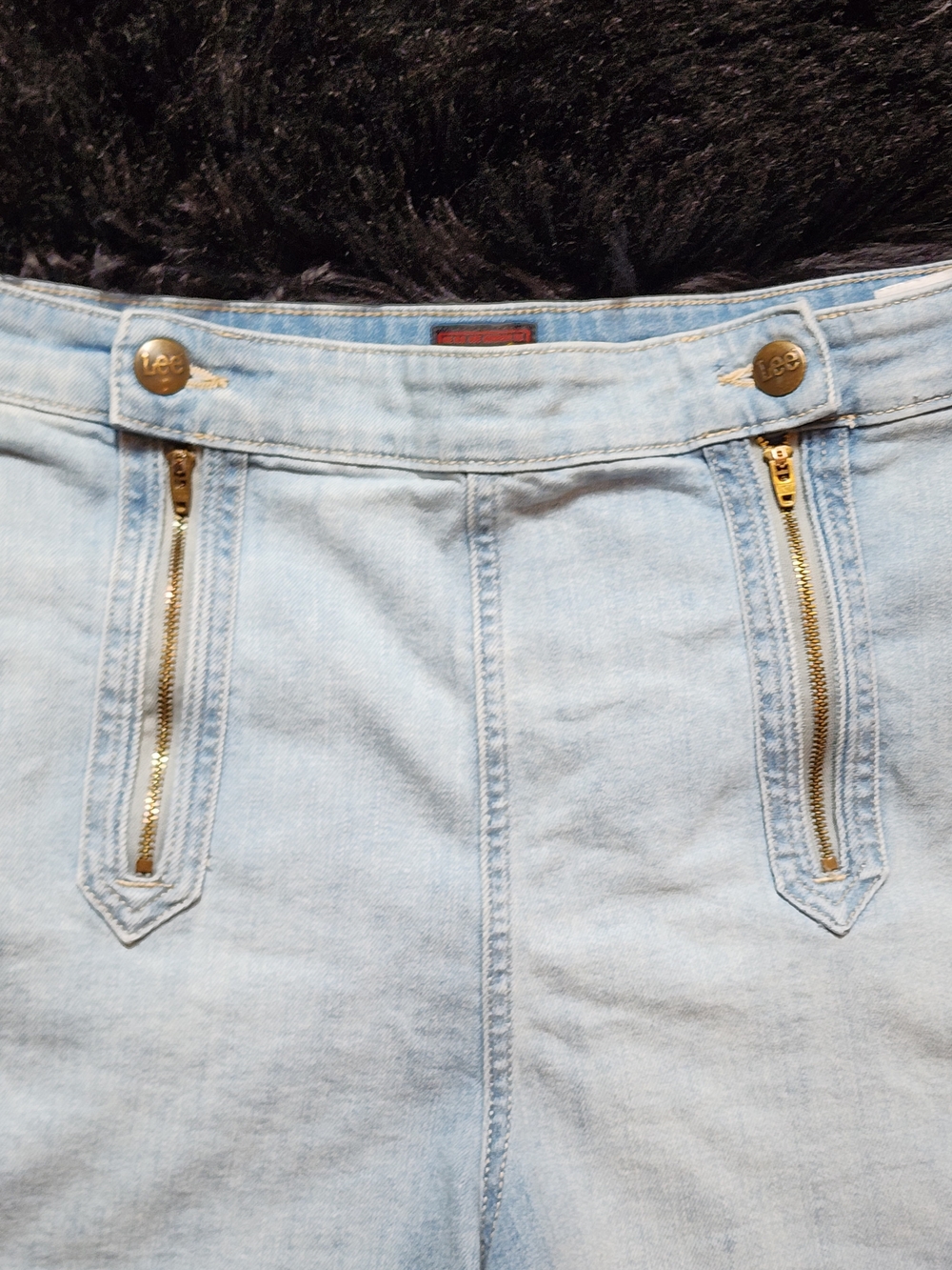 Lee Heritage High Rise Double Zipper Front Light Blue Denim Shorts Size 12 M - Picture 3 of 5